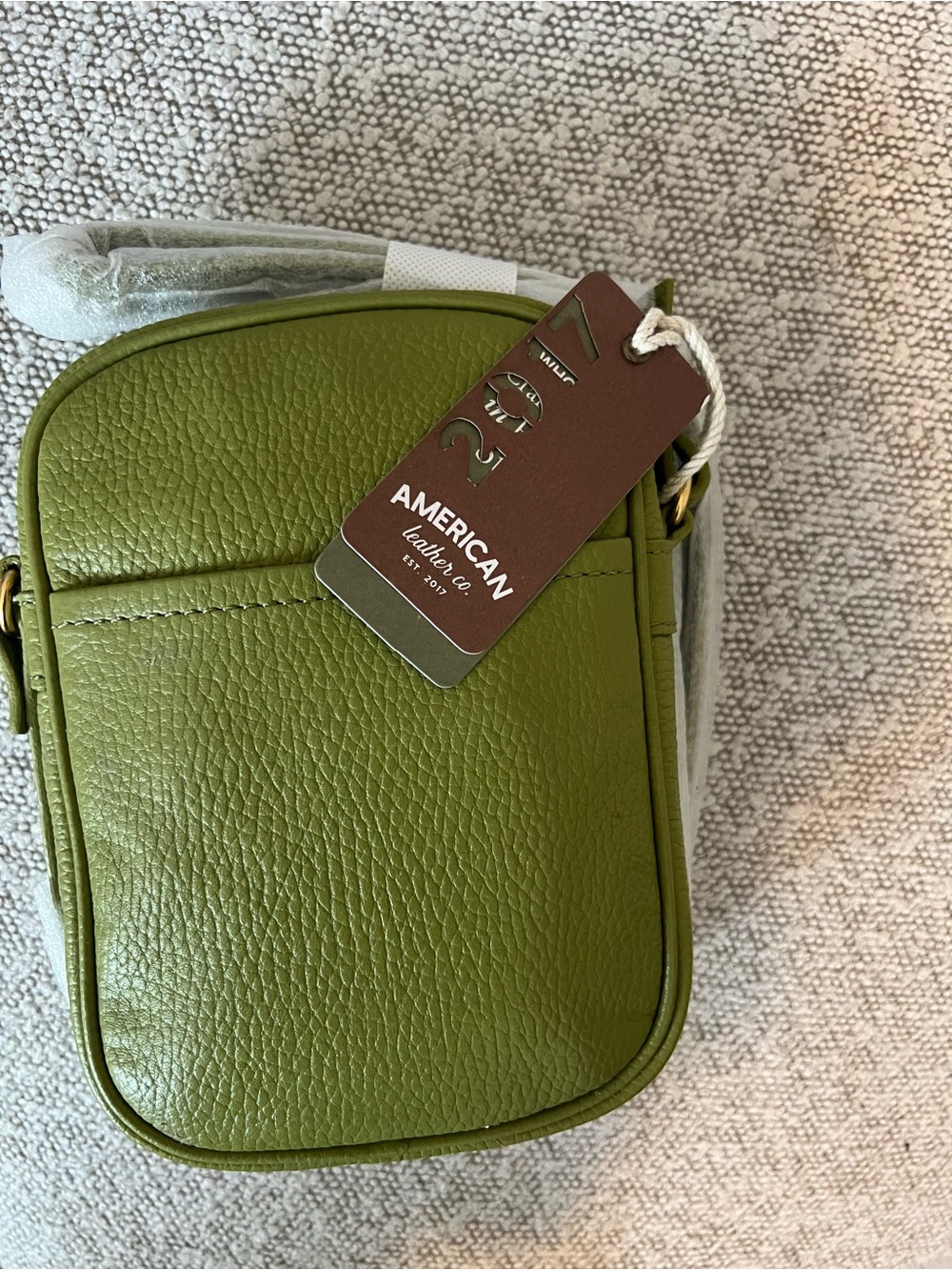 American Leather Co. Olive Green Pebbled Crossbody Bag